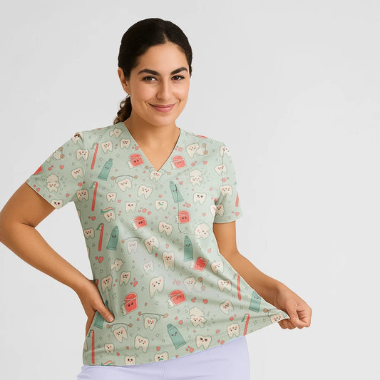 Poplin Motifs™ - Haut Uniquement en Col V Femme