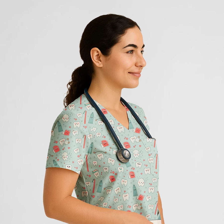 Poplin Motifs™ - Haut Uniquement en Col V Femme