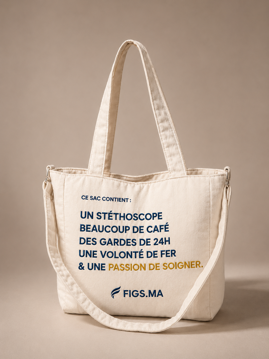 Tote bag médical FIGS.ma au Maroc – vue du sac – FIGS.ma