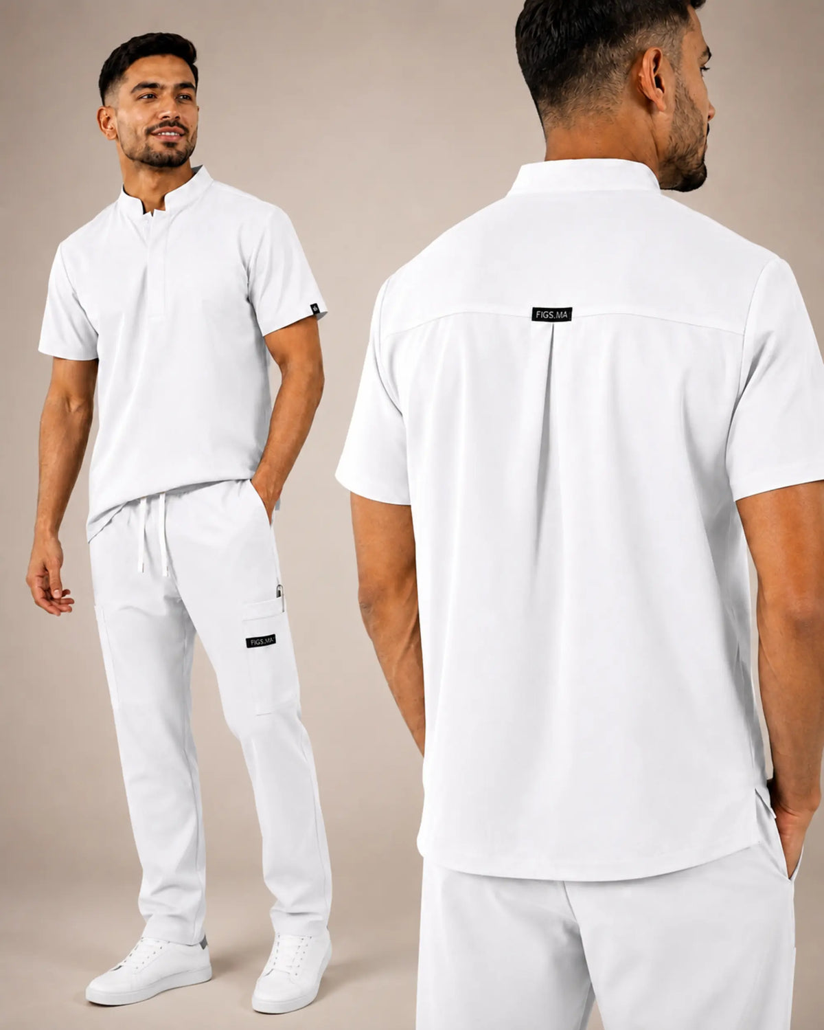 Ensemble scrub médical homme blanc, confortable pour hôpital et clinique
