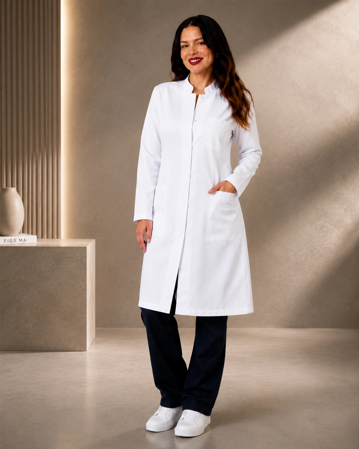 Élan — Blouse Médicale Longue Femme Col Officier