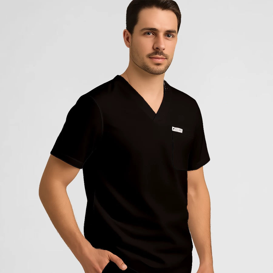 Photo de Pyjama de Bloc Homme - Col V Stretch – confort, broderie et style professionnel. FIGS.ma | Scrubs Maroc.