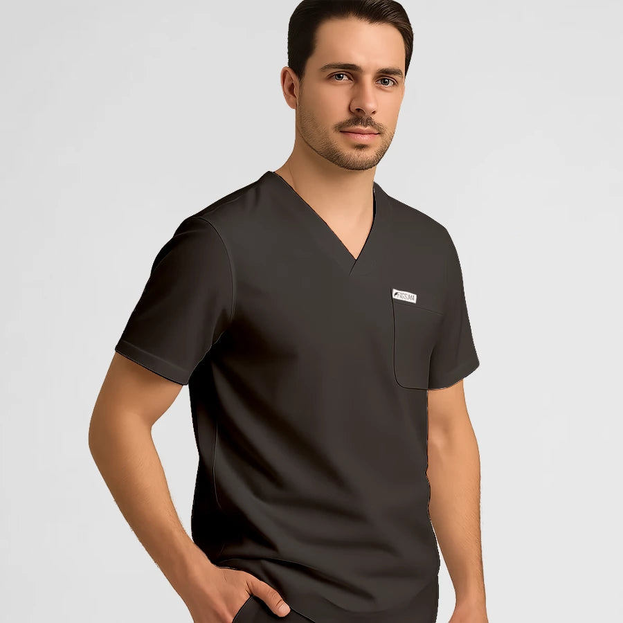 Photo de Pyjama de Bloc Homme - Col V Stretch – confort, broderie et style professionnel. FIGS.ma | Scrubs Maroc.
