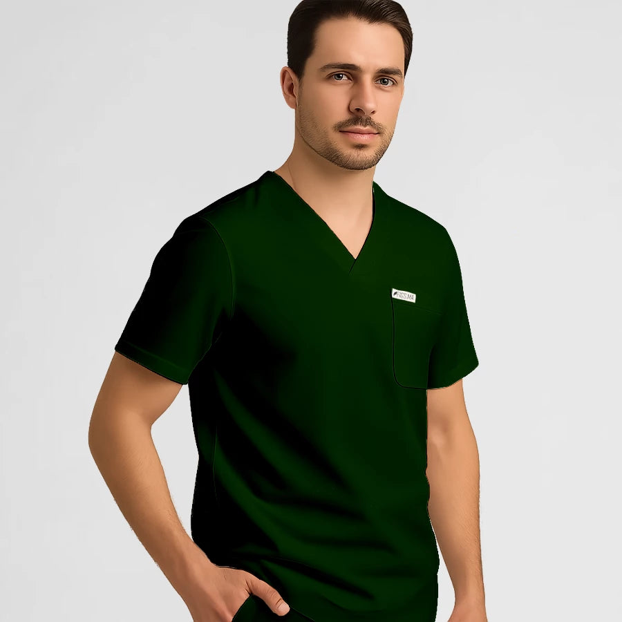 Photo de Pyjama de Bloc Homme - Col V Stretch – confort, broderie et style professionnel. FIGS.ma | Scrubs Maroc.