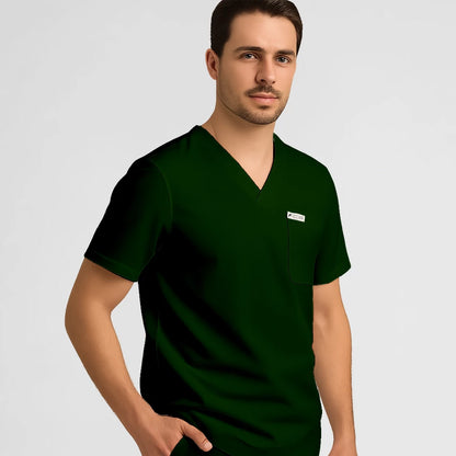 Photo de Pyjama de Bloc Homme - Col V Stretch – confort, broderie et style professionnel. FIGS.ma | Scrubs Maroc.