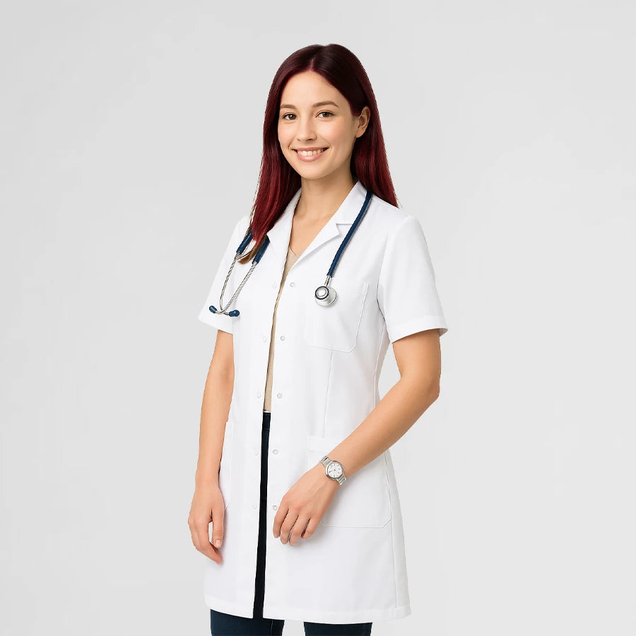 Blouse Demi Manches - Col Classique - Femme porté par une professionnelle de santé | FIGS.ma – Scrubs confortables et modernes au Maroc