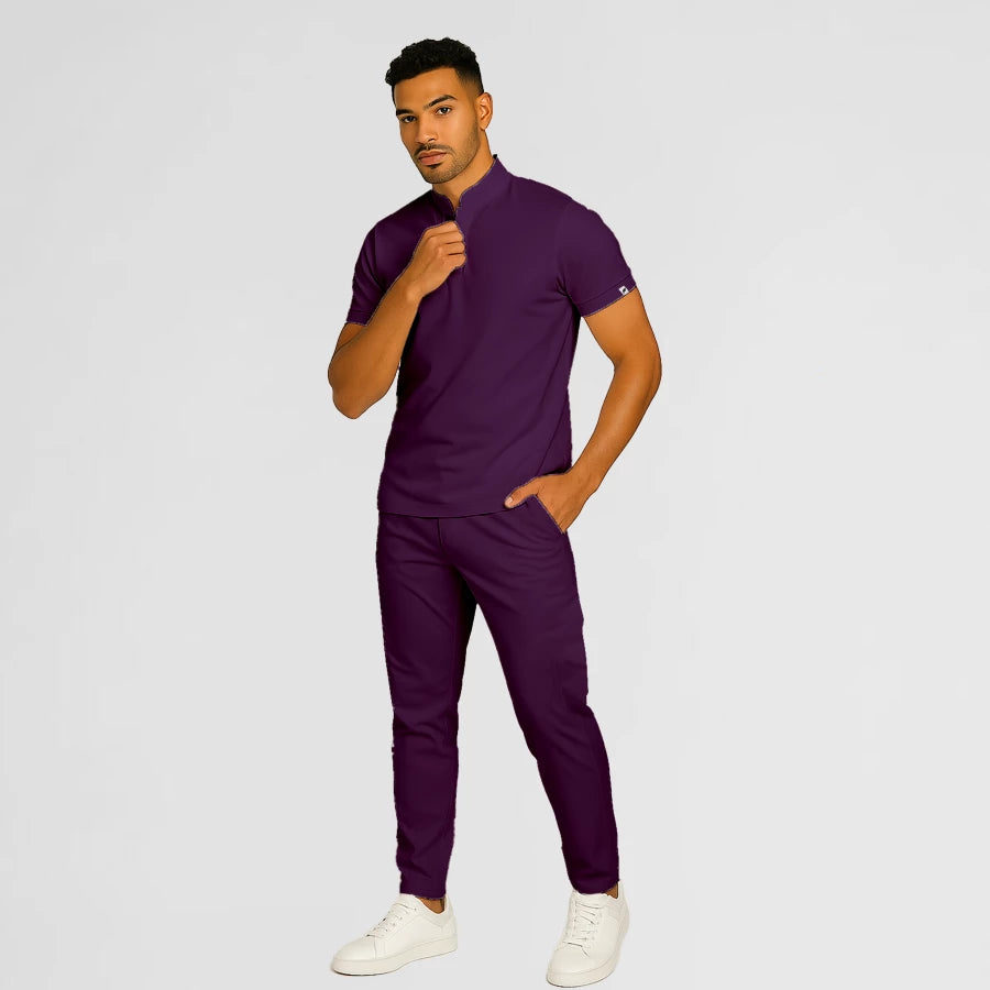 Pyjama de Bloc Homme - Col Officier Stretch porté par un professionnel de santé | FIGS.ma – Scrubs élégants et performants au Maroc