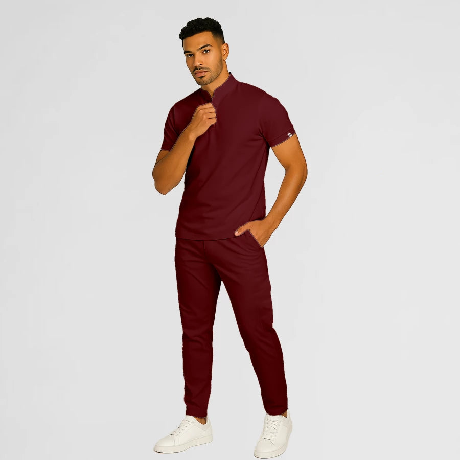 Pyjama de Bloc Homme - Col Officier Stretch porté par un professionnel de santé | FIGS.ma – Scrubs élégants et performants au Maroc
