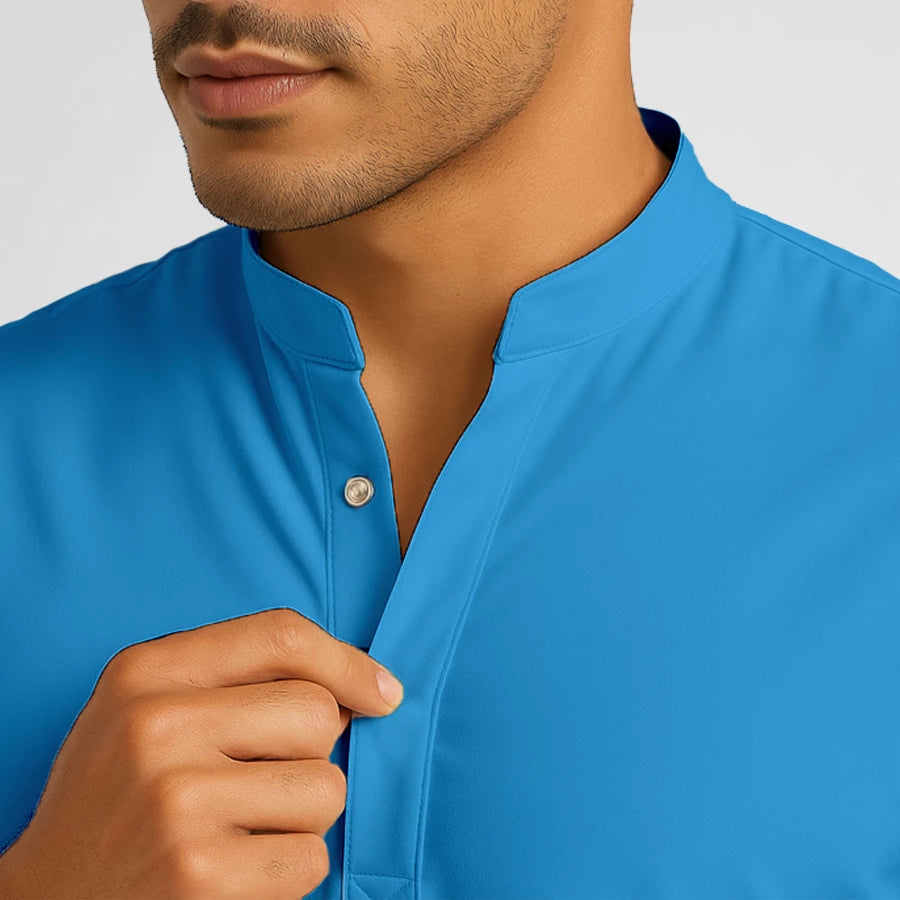 Pyjama de Bloc Homme - Col Officier Stretch porté par un professionnel de santé | FIGS.ma – Scrubs élégants et performants au Maroc