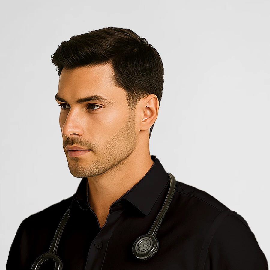 Pyjama de Bloc Homme - Col Chemise Stretch porté par un professionnel de santé | FIGS.ma – Scrubs élégants et performants au Maroc