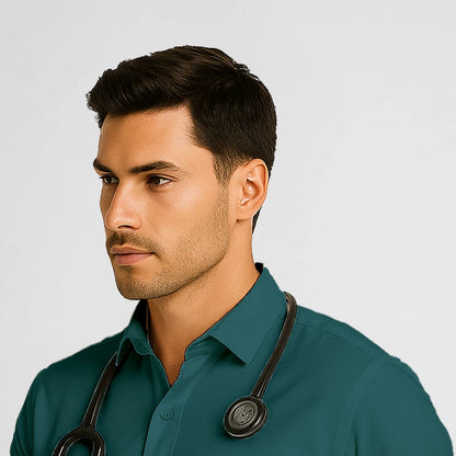 Pyjama de Bloc Homme - Col Chemise Stretch porté par un professionnel de santé | FIGS.ma – Scrubs élégants et performants au Maroc