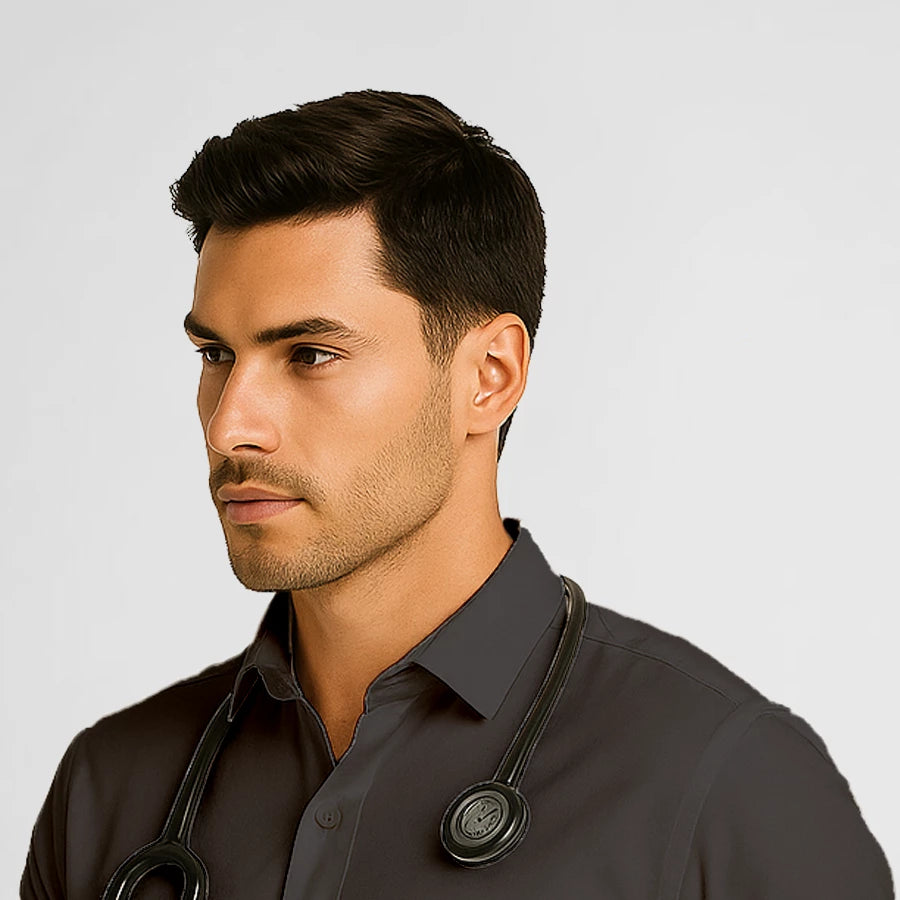 Pyjama de Bloc Homme - Col Chemise Stretch porté par un professionnel de santé | FIGS.ma – Scrubs élégants et performants au Maroc