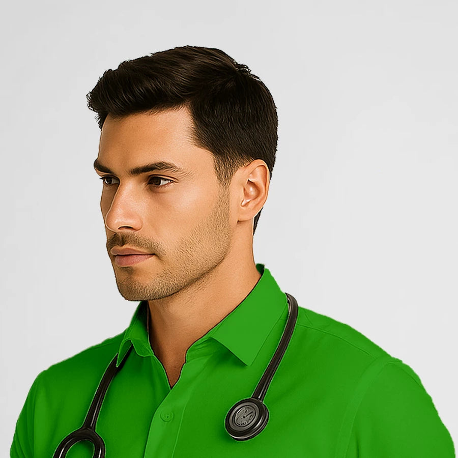 Pyjama de Bloc Homme - Col Chemise Stretch porté par un professionnel de santé | FIGS.ma – Scrubs élégants et performants au Maroc