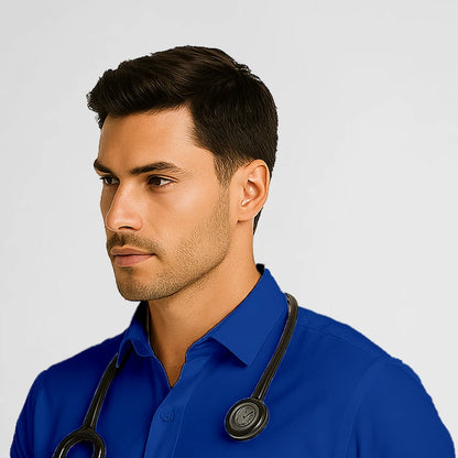 Pyjama de Bloc Homme - Col Chemise Stretch porté par un professionnel de santé | FIGS.ma – Scrubs élégants et performants au Maroc