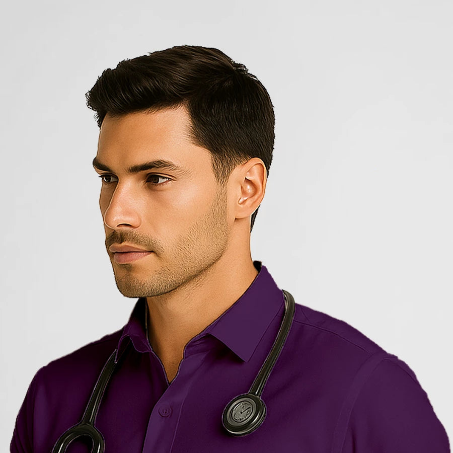 Pyjama de Bloc Homme - Col Chemise Stretch porté par un professionnel de santé | FIGS.ma – Scrubs élégants et performants au Maroc