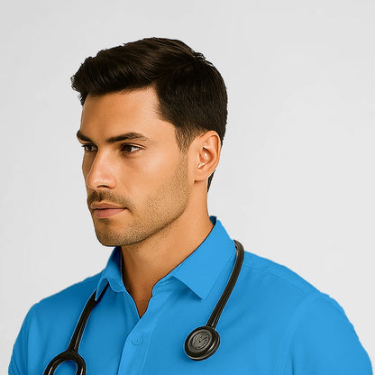 Pyjama de Bloc Homme - Col Chemise Stretch porté par un professionnel de santé | FIGS.ma – Scrubs élégants et performants au Maroc