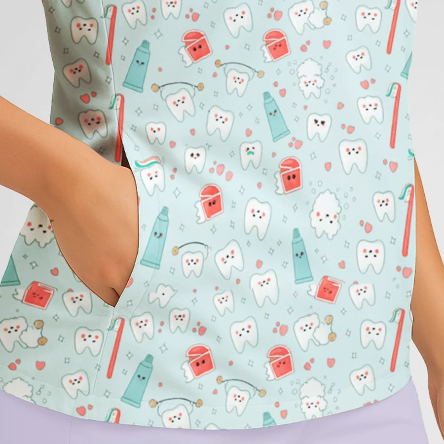 Poplin Motifs™ - Haut Uniquement en Col V Femme